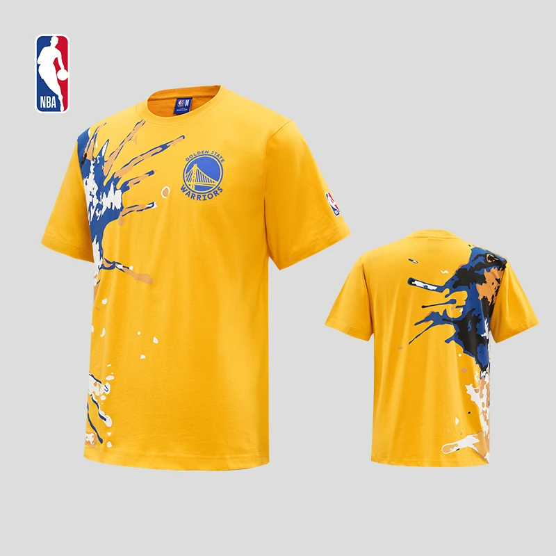 NBA夏季T恤男子泼墨系列宽松休闲轻薄透气短袖灰熊队湖人队勇士队