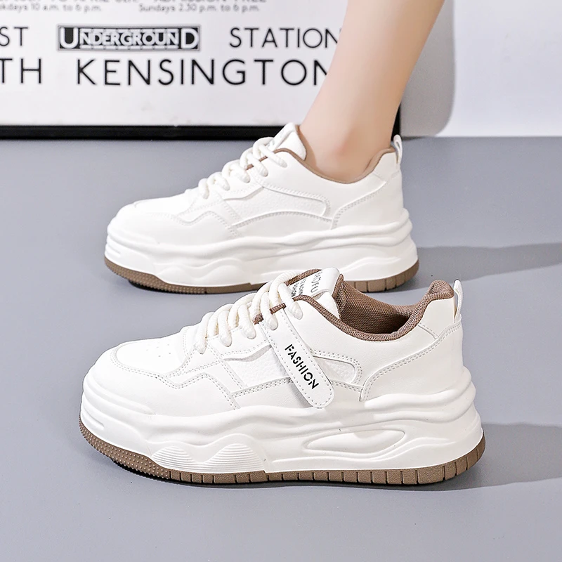 WANWO/万沃女款2024新款春季潮款百搭增高厚底运动休闲鞋女学生