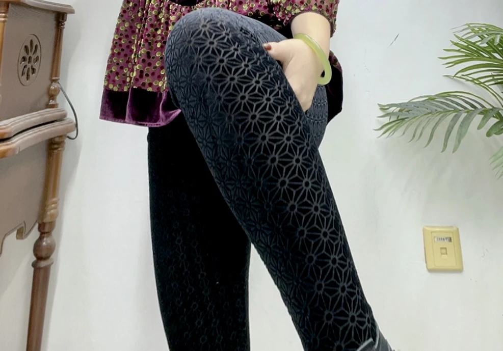 韩国钻石绒植绒棉大码时尚外穿显瘦靴裤棉裤4359