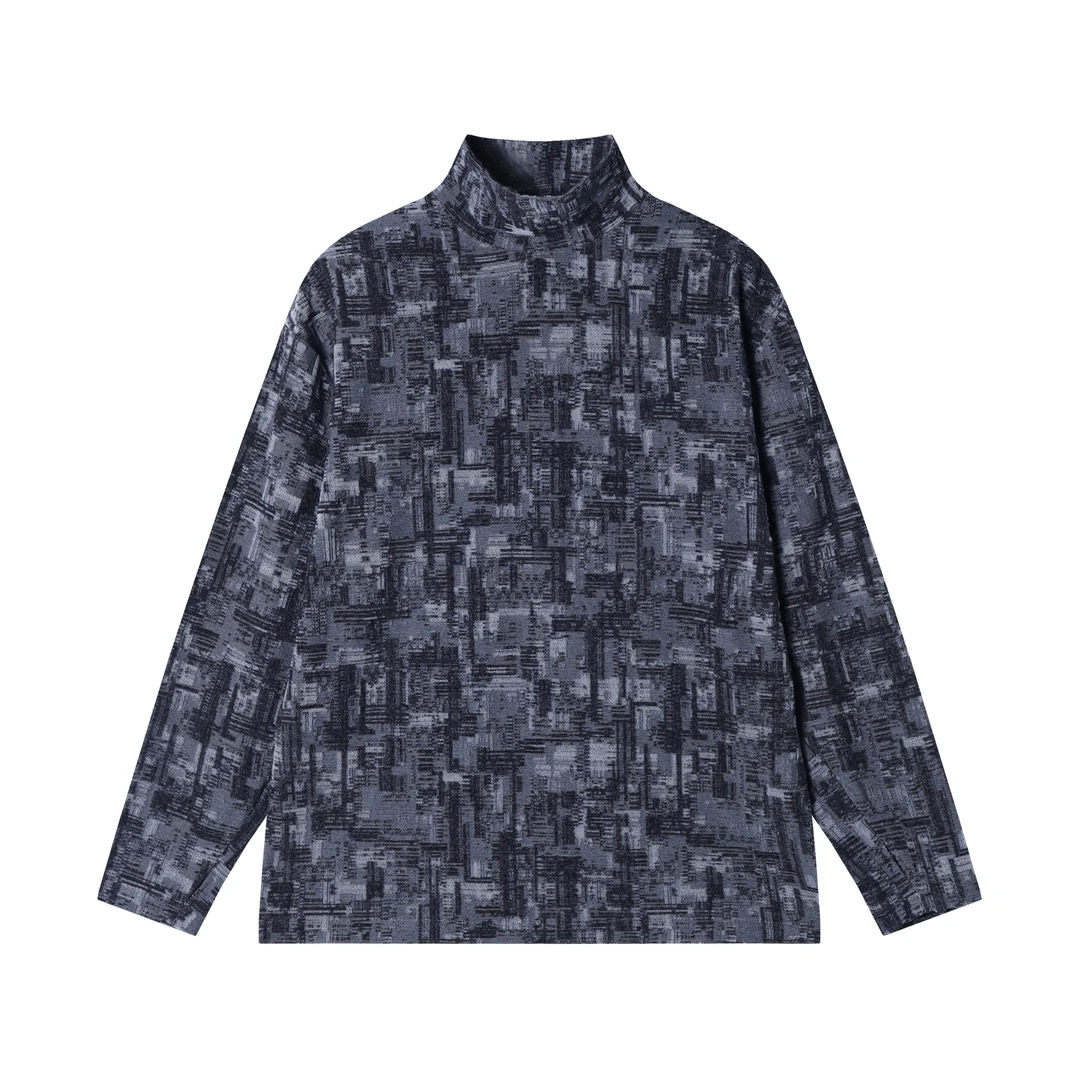 秋冬季新款时尚个性美式马赛克撞色立领卫衣休闲百搭简约上衣