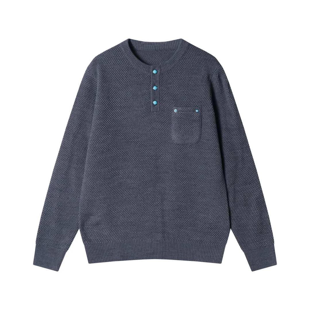 秋冬季新款时尚个性韩版撞色半纽扣圆领针织毛衣百搭潮流WY816