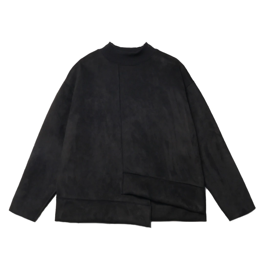 FWY47做旧不对称卫衣长袖百搭设计师宽松套头黑色男女同款套头卫