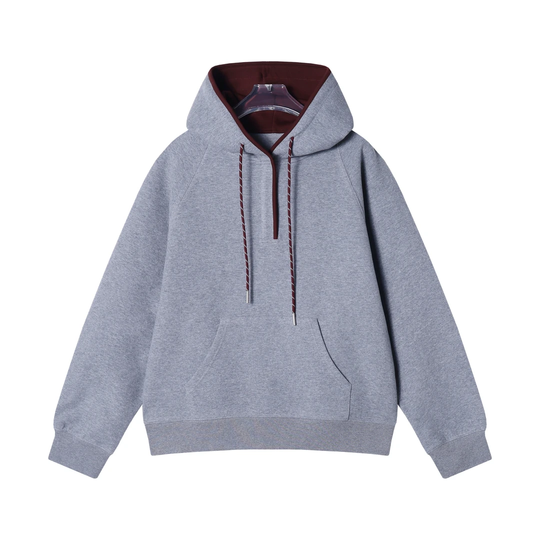 WY578秋冬季新款时尚个性纯色抽绳百搭按扣连帽卫衣休闲宽松上衣