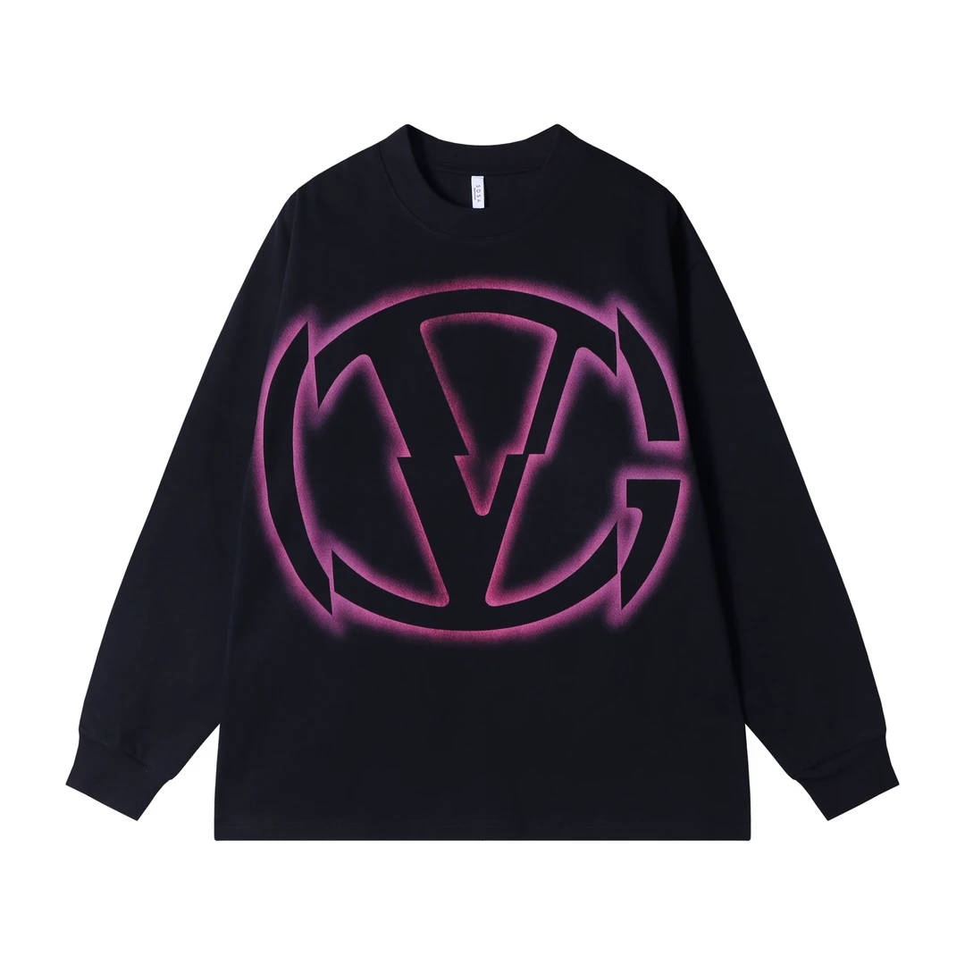 秋季新款时尚个性撞色印花圆领套头长袖卫衣美式休闲百搭上衣