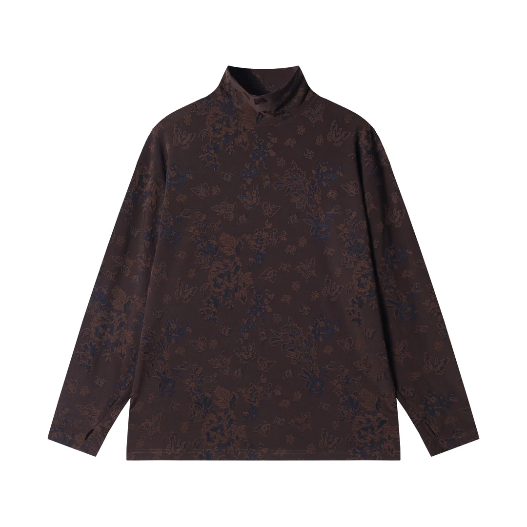 秋冬季新款时尚个性美式纯色刺绣提花立领长袖卫衣复古百搭T1929