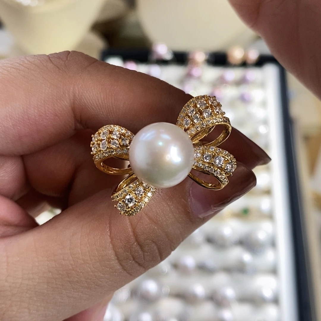 【闪购商品】淡水珍珠戒指银S925镀金镶嵌用****0