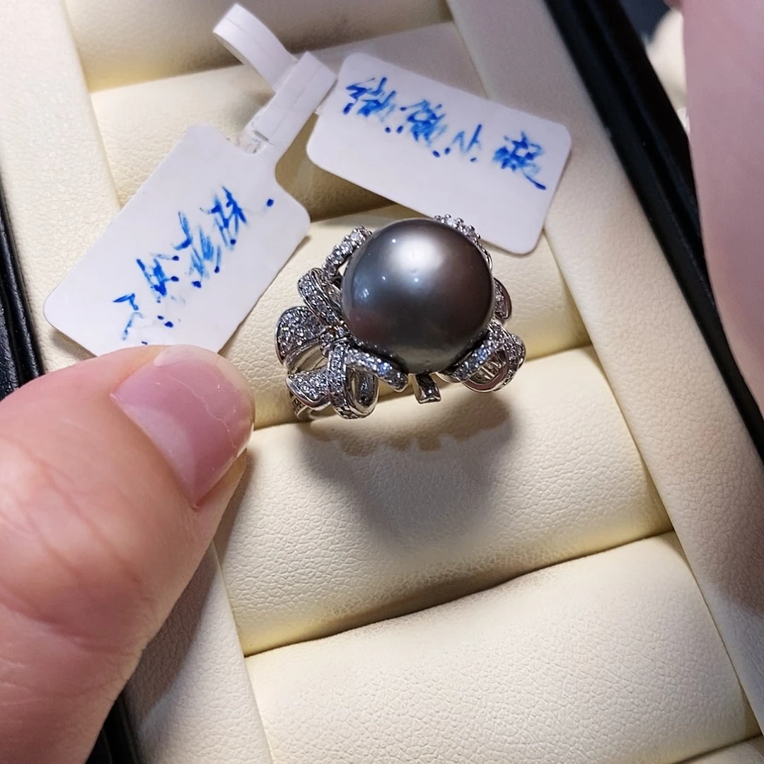 海水珍珠戒圈银S925镶嵌