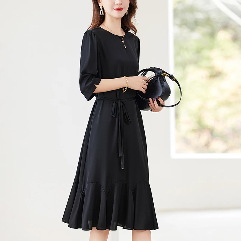 【杭州大唐】水墨佳人桑蚕丝真丝夏季气质弹力双乔连衣裙82496218