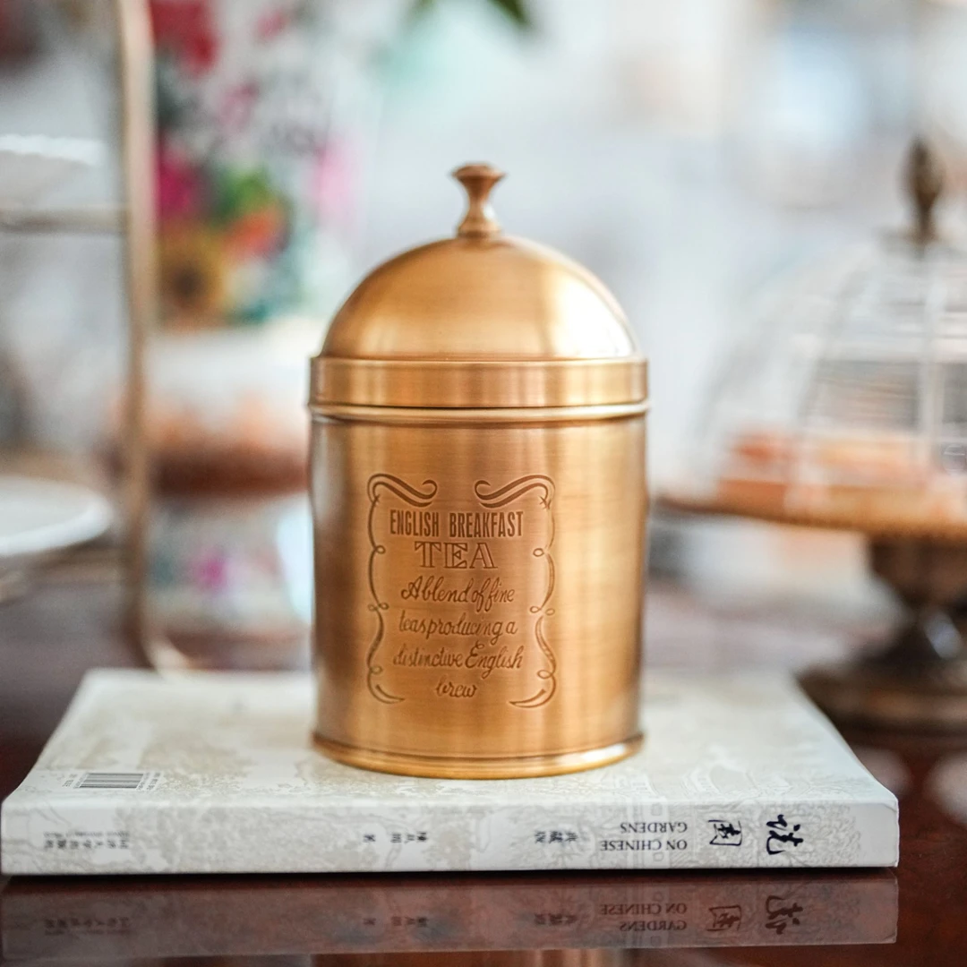 【奇居铜瓷】黄铜茶叶罐轻奢高档家用收纳密封罐储物罐#GY