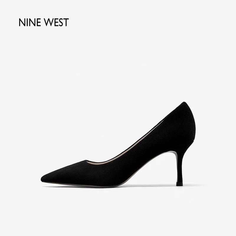 Nine West/玖熙新款时尚尖头纯色气质优雅反绒细高跟鞋NF350038SK