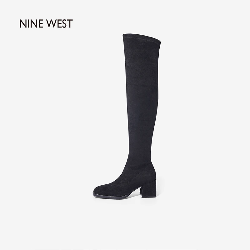 Nine West/玖熙新款弹力过膝袜靴时尚方头高跟长筒靴-NG122001EK