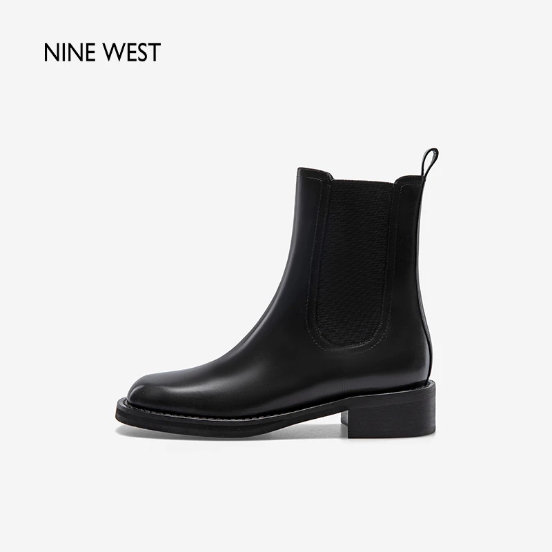 Nine West/玖熙22年冬季新款切尔西靴女厚底中跟休闲NG220030CK