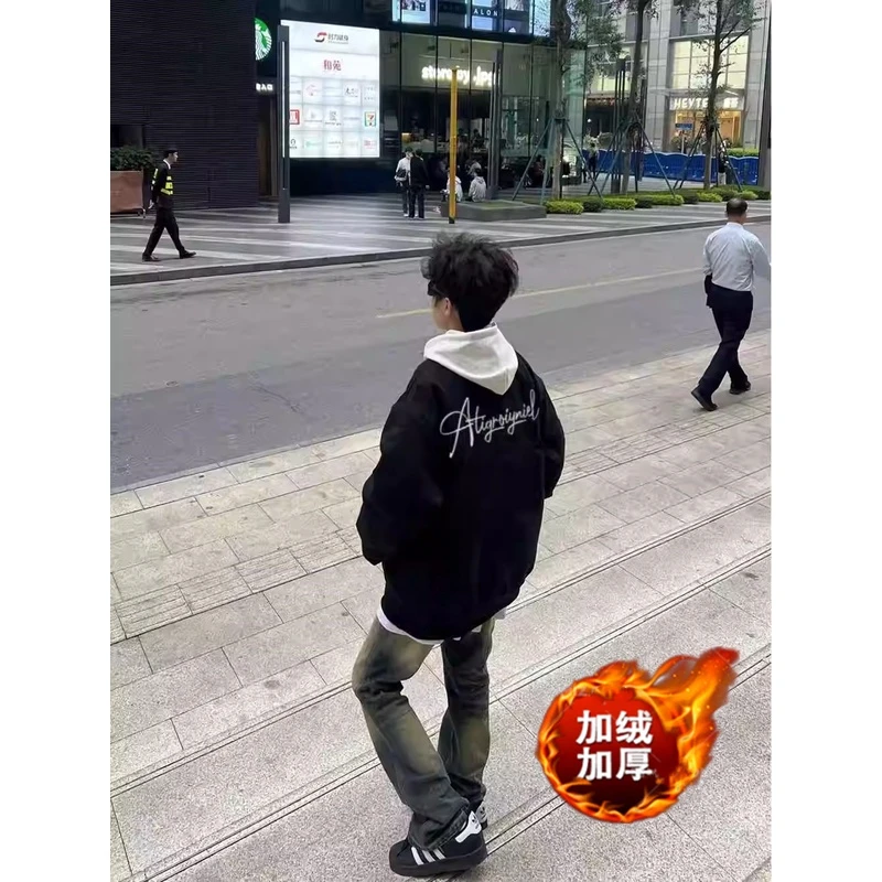 美式复古飞行员夹克男女潮牌秋冬棉衣棒球服工装加棉加厚棉服外套