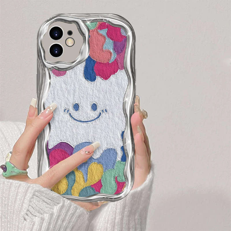 适用于苹果11多彩笑脸手机壳奶油全包硅胶iPhone11女款防摔软壳