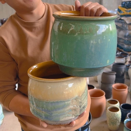 紫砂花盆高18口18———-