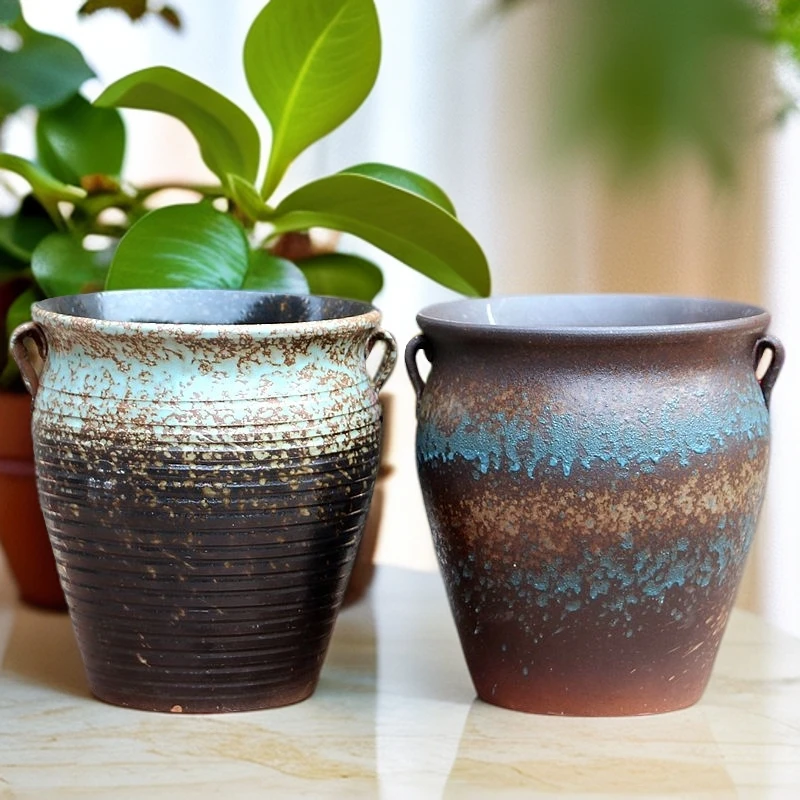 粗陶绿植花盆大号透气简约三角梅法师陶罐家居装饰景观陶瓷