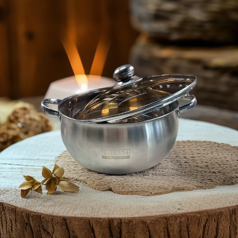 24cm加高不锈钢汤锅奶锅特厚电磁炉家用煮粥煲汤燃气灶苹果