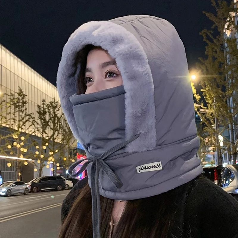 帽子女冬季加厚保暖雷锋帽护耳围脖一体帽子防风保暖防寒户外帽男