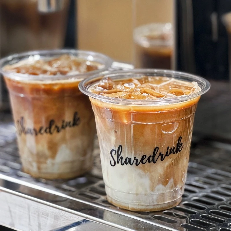 网红一次性咖啡杯子印杯ins透明带盖PET打包杯自制冰美式拿铁定制