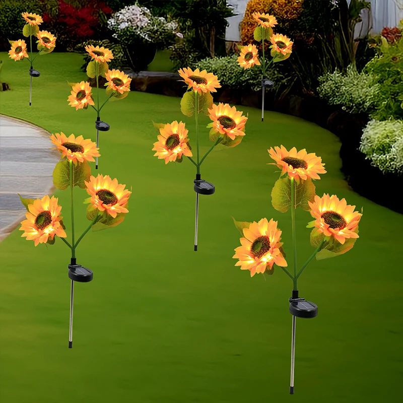 太阳能向日葵灯户外庭院别墅阳台花园仿真太阳花装饰地插草坪夜灯