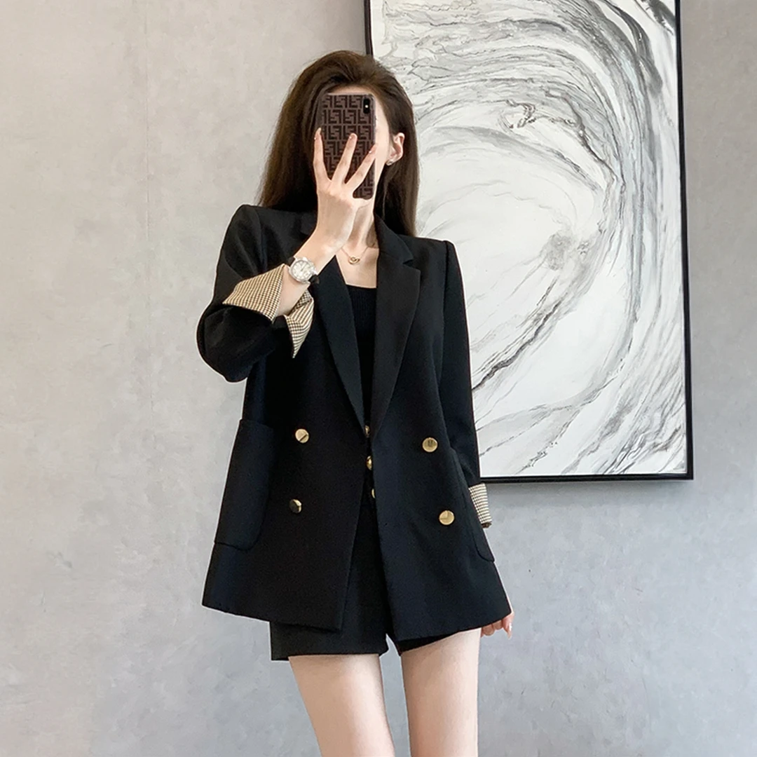 2025春秋装新款西装外套女高级炸街设计感小众休闲黑色显瘦小西服