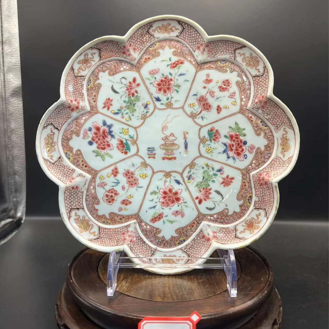 清雍正 粉彩加金花卉对盘HQL2014