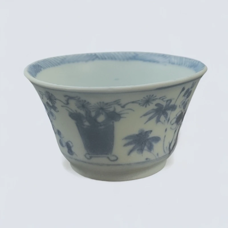 bz青花花草单杯古陶瓷
