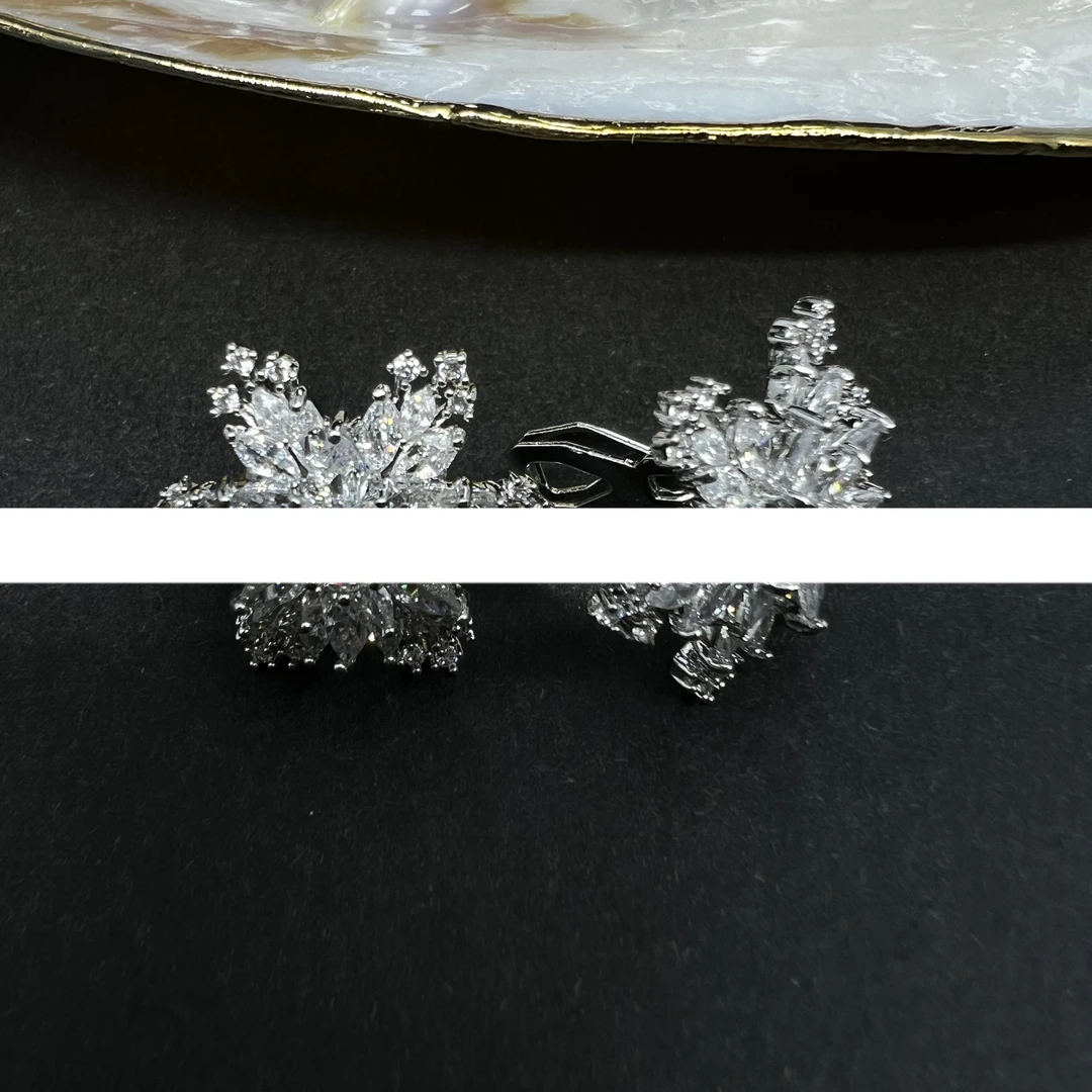 1589银色钻钻雪花耳夹TD01589AA60
