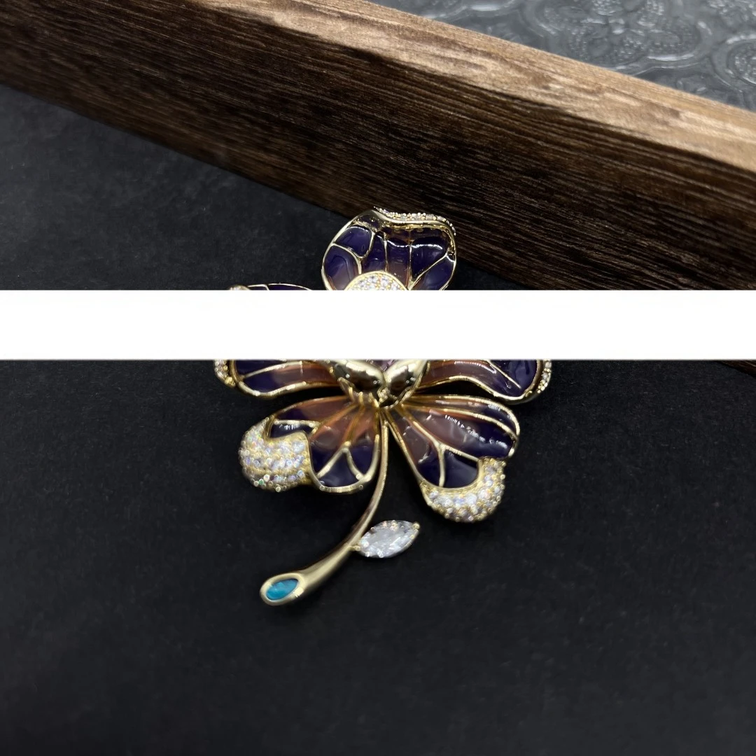1346紫色钻钻芙蓉花海棠胸针-胸针8LXT1346H