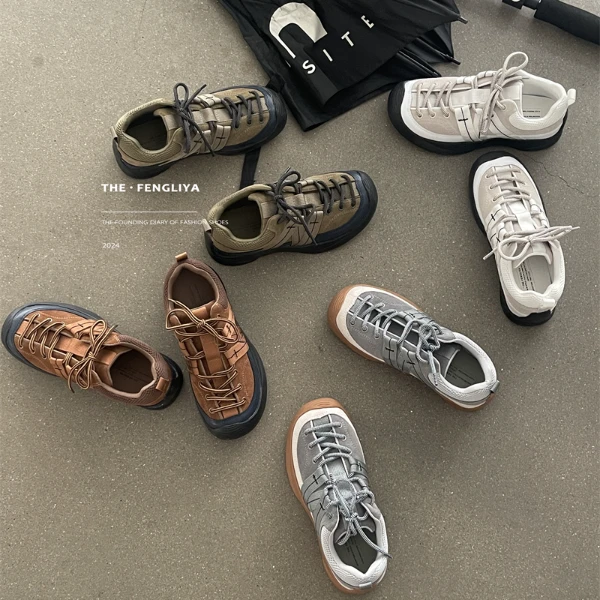 Milk女鞋严选真皮丑萌厚底户外登山2024秋季新品运动增高休闲鞋女