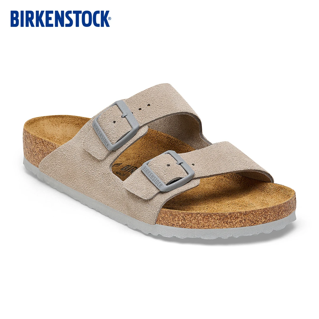 BIRKENSTOCK勃肯德国进口男女款牛皮绒面革软木Arizona双扣凉拖鞋