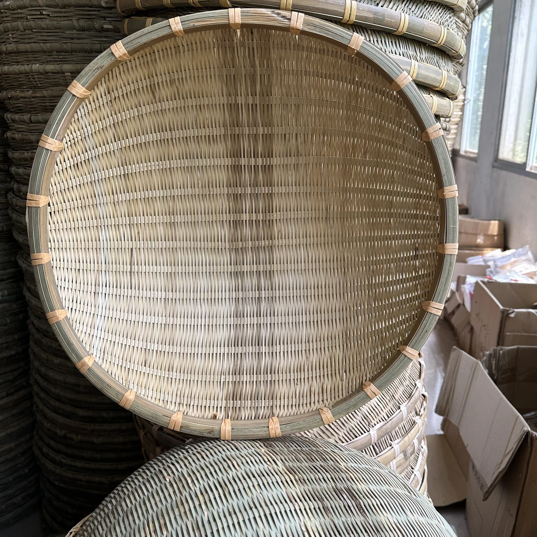 米萝直径40厘米深14厘米竹编簸箕筲箕青篾手工圆米捞洗菜沥水晾晒