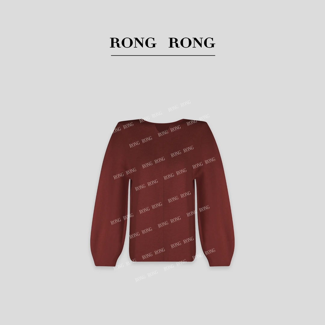 溶溶【慕影山色】RONG  100绵羊毛V领灯笼袖毛衣HJ703309-7.14 S02