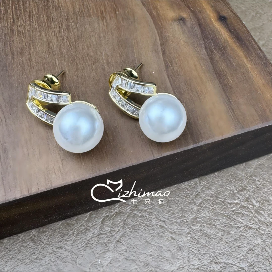 铜合金仿珍珠耳饰 耳钉