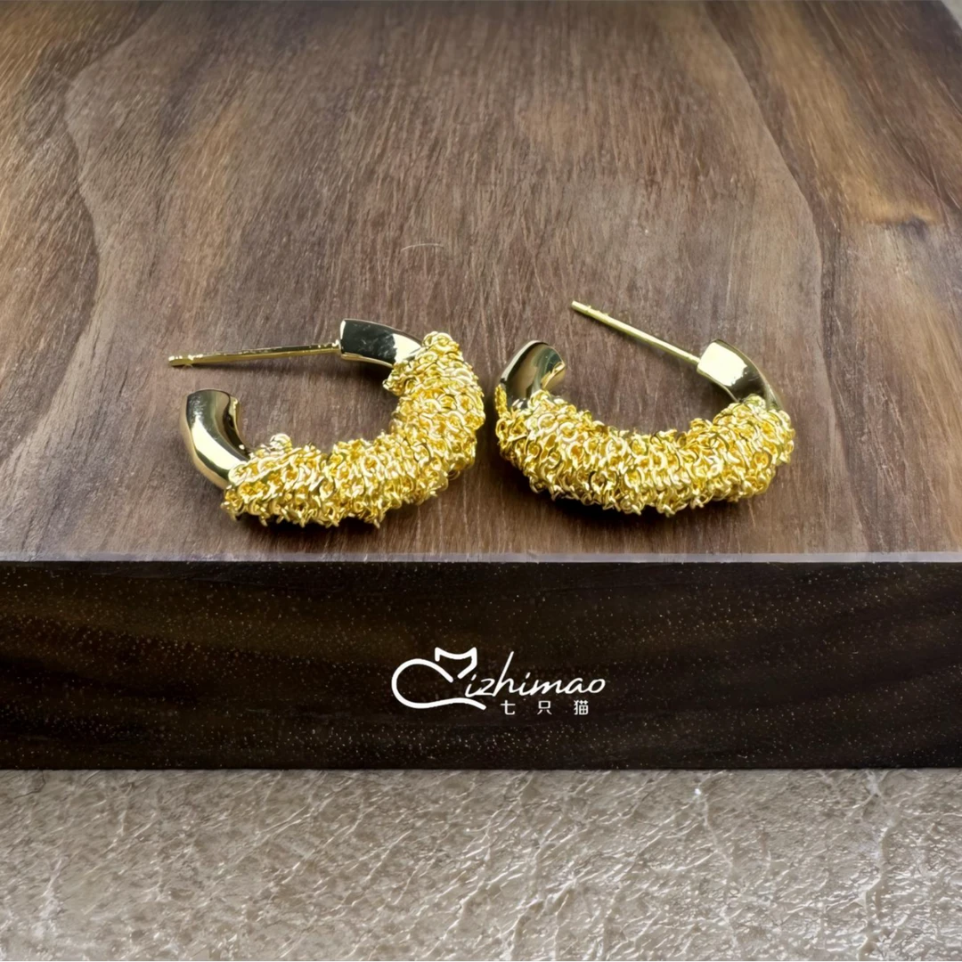 铜合金耳饰 耳钉金色气质轻奢时尚百搭简约小众设计感