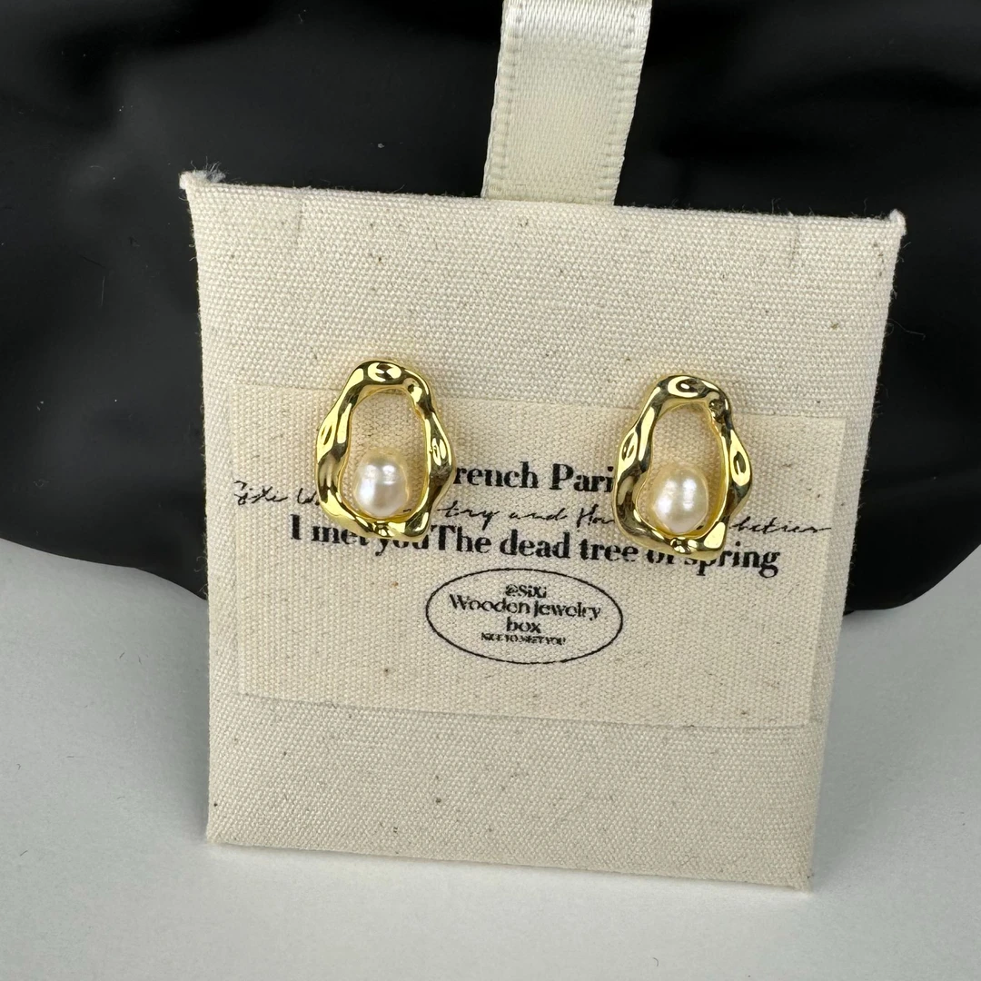 铜合金仿珍珠耳饰 耳钉气质时尚百搭金色轻奢