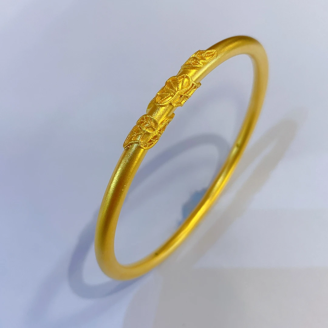 5D 足金999 繁花似锦 黄金手镯 面宽卡4M