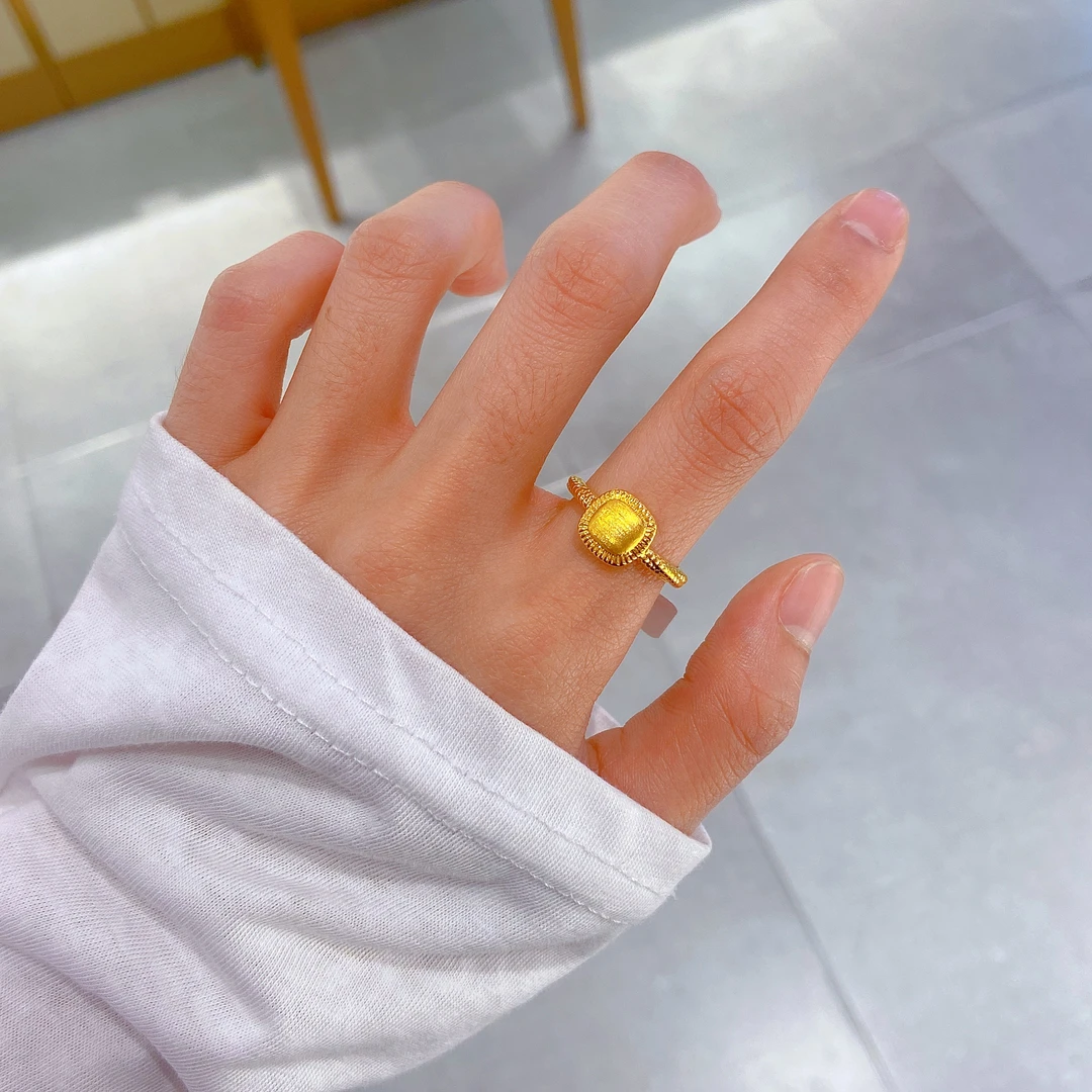 5D 足金999 方糖 黄金戒指