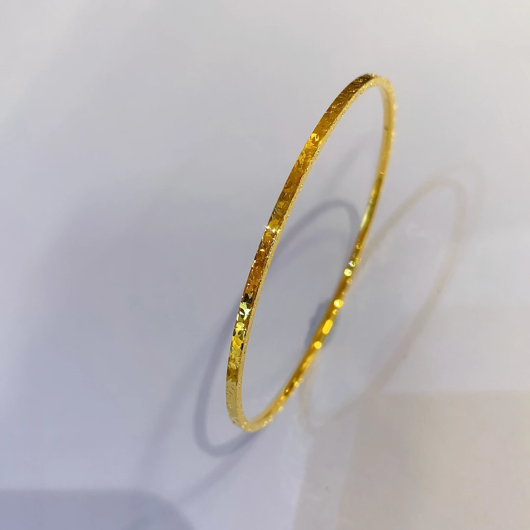 5D硬金足金999窄版2M三面时尚碎碎冰爆闪爆靓精美手镯