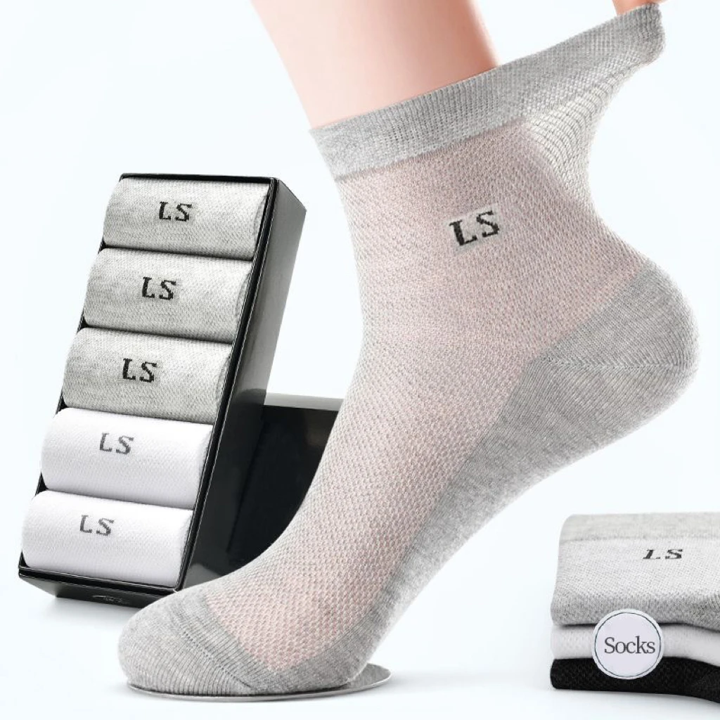 袜子春夏季商务薄款网眼袜男士袜吸汗透气运动袜防臭男袜中短筒袜