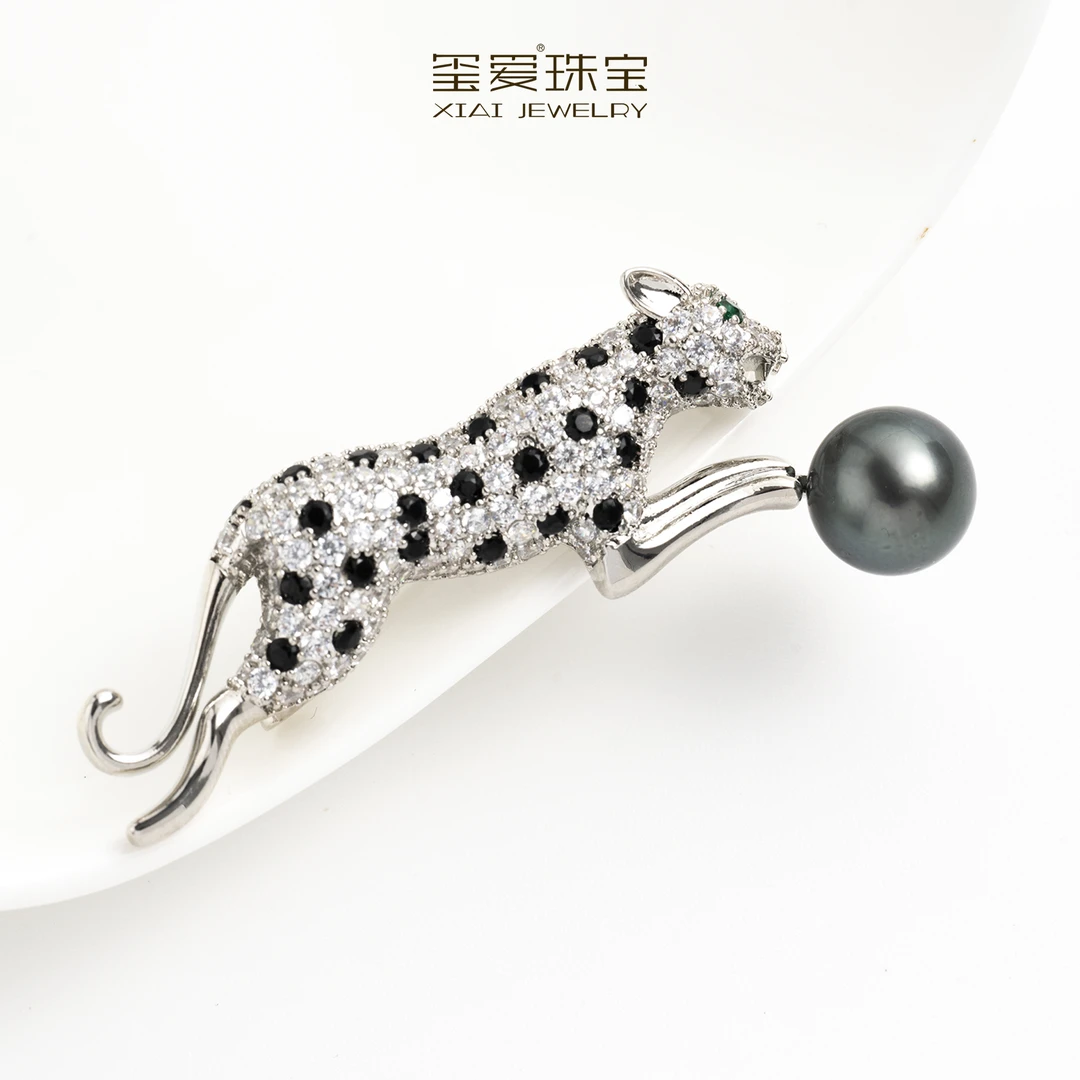 【紫绫定制ZL-74008】（猎豹款）时尚百搭 天然海水大溪地胸针 气质