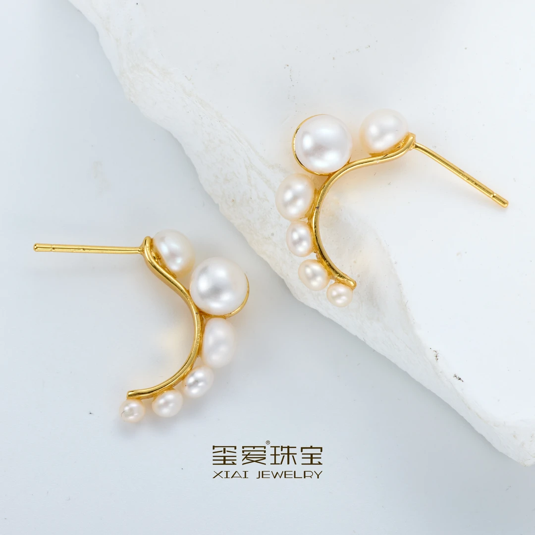 【紫绫定制ZL-31206】时尚百搭 天然淡水珍珠设计款耳钉 2-7mm 气质