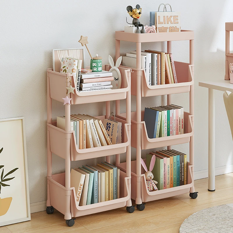书架办公室书桌小推车客厅置物架靠墙收纳可移动带轮落地式收纳架