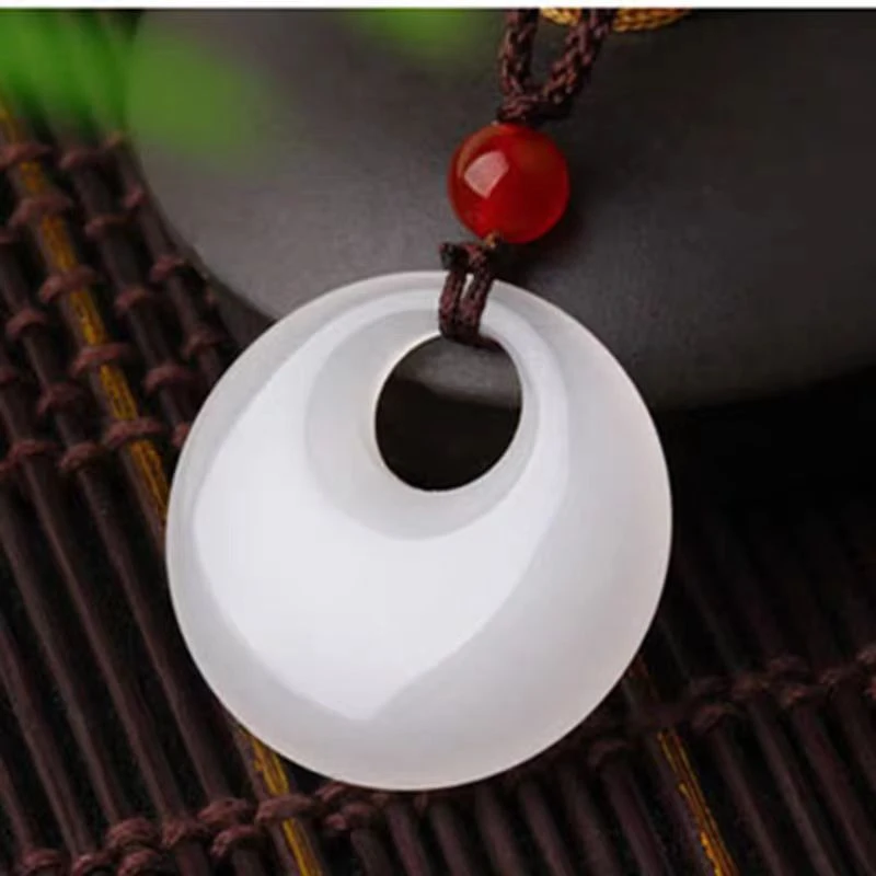 新疆金丝玉白月光时尚百搭公主平安扣吊坠