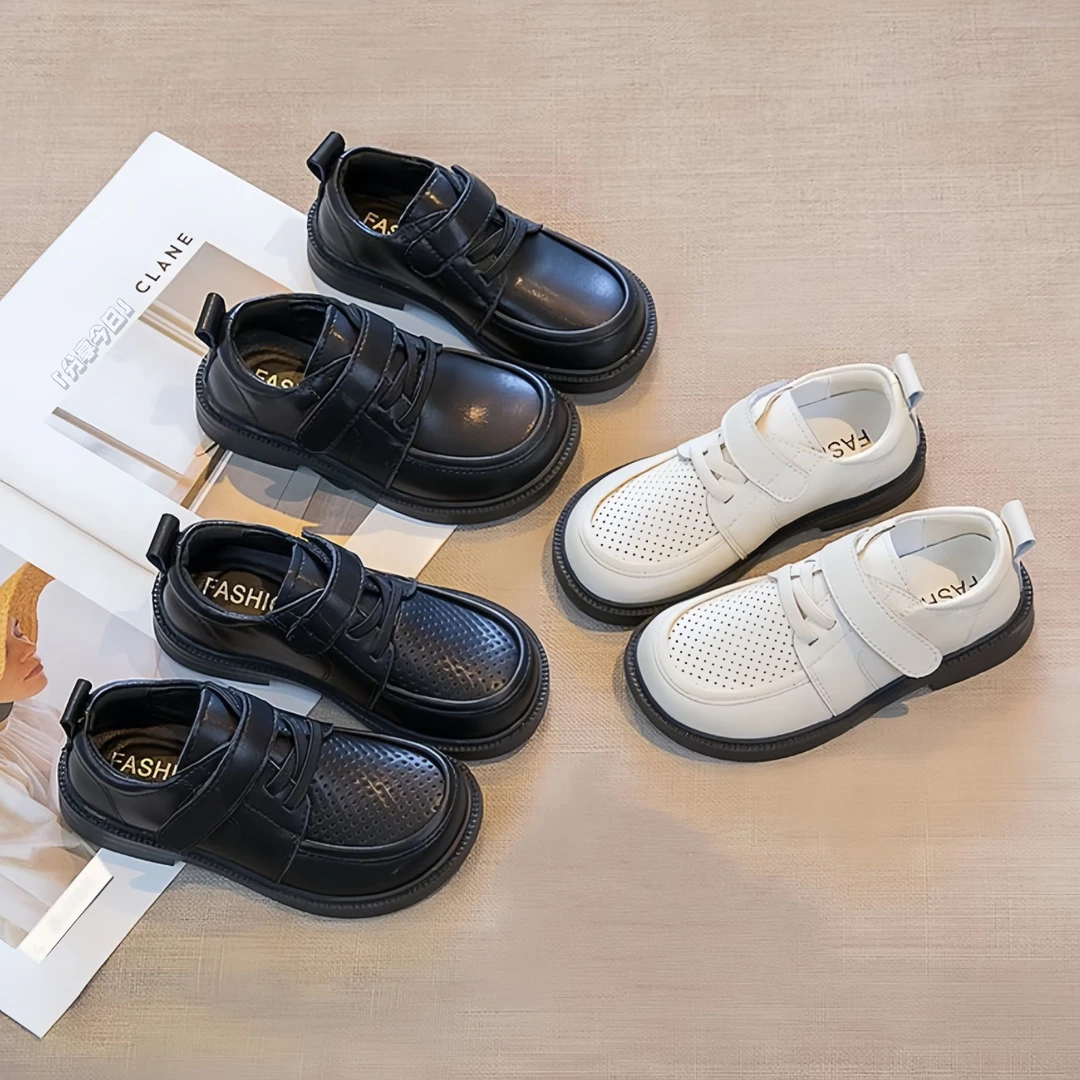 皮鞋儿童软底宝宝秋冬6-12岁真皮2025加绒男童爆款英伦风大童黑色