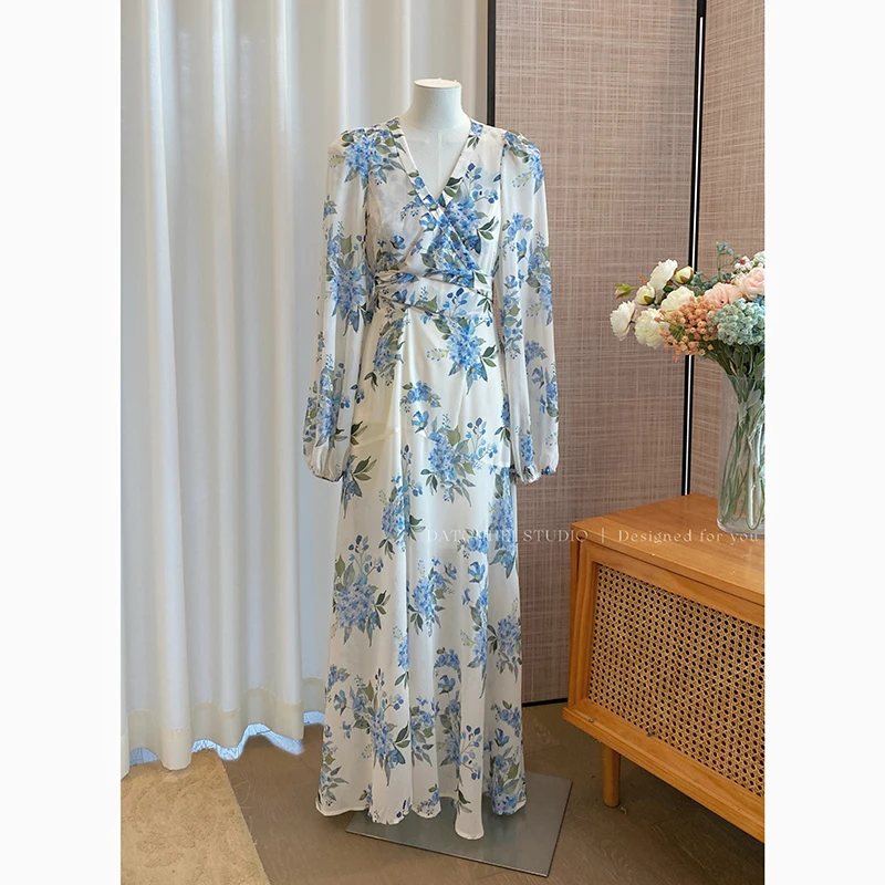 大头黑STUDIO【淡雅丁香】2024女夏花色开衫百搭连衣裙D224Q07917