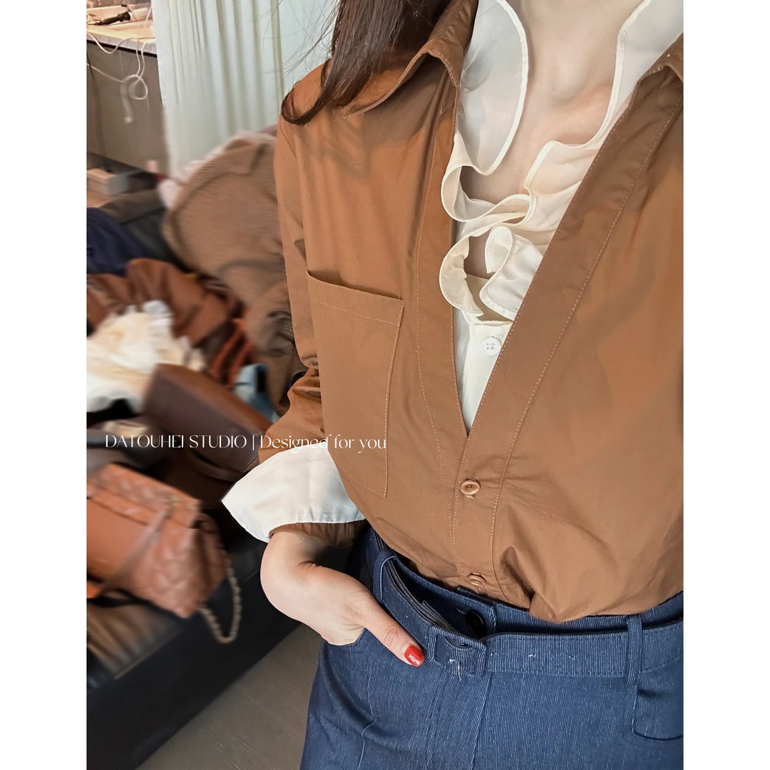 大头黑STUDIO【糖渍杨梅】2024女早秋气质百搭时尚衬衫D224C13178