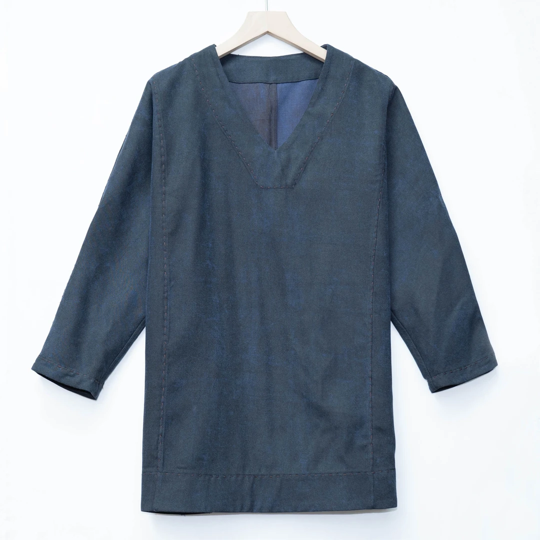 【戈莱薇】秋冬新中式斜纹绸柞蚕丝香云纱老料休闲套头上衣RJ015