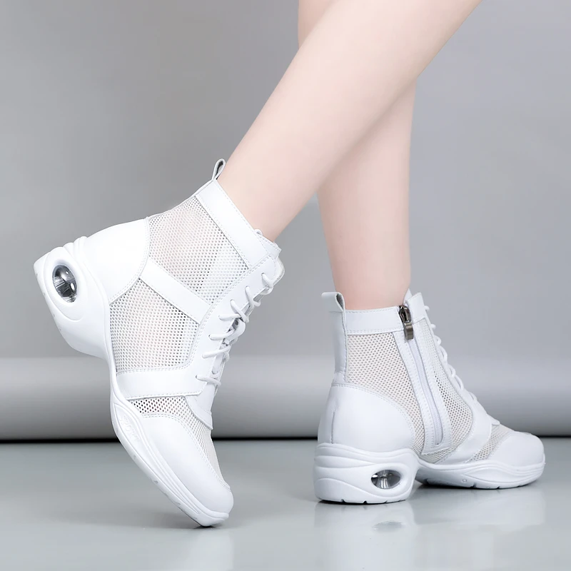 夏季外穿白色水兵舞蹈鞋女软底广场舞女鞋成人运动跳舞鞋网面透气