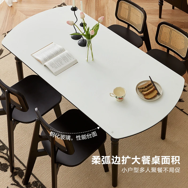 全友家居法式复古餐桌实木腿折叠可伸缩圆桌一桌四椅全套饭桌